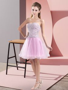 Custom Made Mini Length A-line Sleeveless Lilac Prom Dresses Zipper