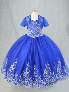 Excellent Sleeveless Lace Up Floor Length Beading and Embroidery Girls Pageant Dresses