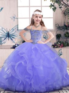 Affordable Sleeveless Lace Up Floor Length Beading and Ruffles Winning Pageant Gowns