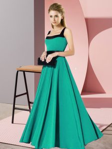 Turquoise Zipper Square Belt Dama Dress for Quinceanera Chiffon Sleeveless