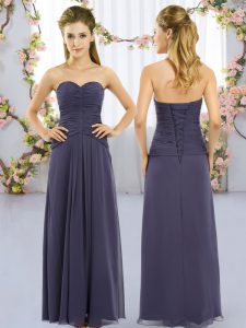 Free and Easy Navy Blue Dama Dress for Quinceanera Wedding Party with Ruching Sweetheart Sleeveless Lace Up