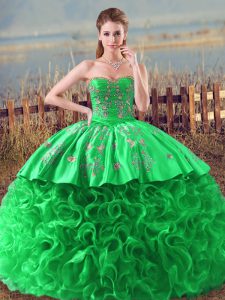 Best Sleeveless Lace Up Embroidery and Ruffles Sweet 16 Dress