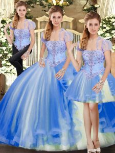 High Quality Sleeveless Lace Up Floor Length Beading and Ruffles Sweet 16 Quinceanera Dress