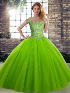 Off The Shoulder Lace Up Beading Quinceanera Dresses Sleeveless