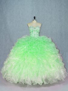 Dazzling Multi-color Sleeveless Organza Lace Up Sweet 16 Dresses for Sweet 16 and Quinceanera