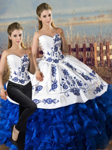 Wonderful Sleeveless Embroidery and Ruffles Lace Up Quinceanera Gowns