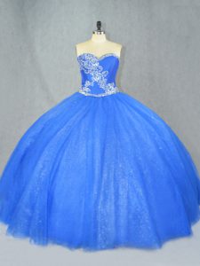 Sweetheart Sleeveless Lace Up Sweet 16 Dresses Blue Tulle