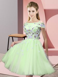 Tulle Short Sleeves Knee Length Court Dresses for Sweet 16 and Appliques
