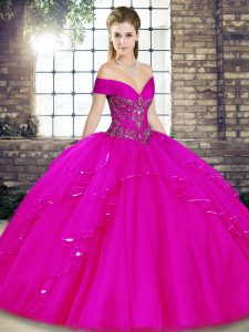 Romantic Sleeveless Beading and Ruffles Lace Up Quince Ball Gowns
