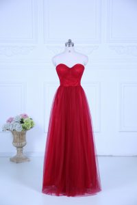 Ruching Dama Dress Wine Red Zipper Sleeveless Floor Length