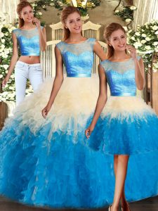 Popular Multi-color Sleeveless Organza Backless Vestidos de Quinceanera for Military Ball and Sweet 16 and Quinceanera