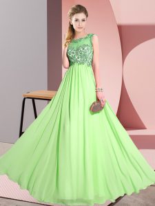 Traditional Sleeveless Backless Floor Length Beading and Appliques Wedding Guest Dresses