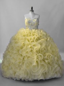 Yellow Sleeveless Beading Lace Up Sweet 16 Quinceanera Dress