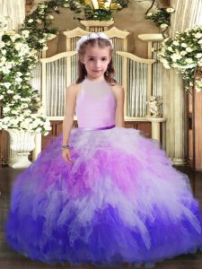 Floor Length Ball Gowns Sleeveless Multi-color Kids Pageant Dress Backless