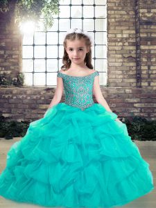 Enchanting Organza Sleeveless Floor Length Child Pageant Dress and Beading and Ruffles