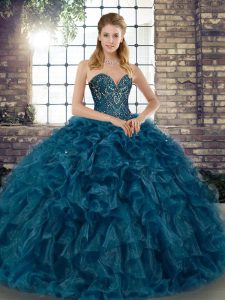 Sleeveless Beading and Ruffles Lace Up Quinceanera Dresses