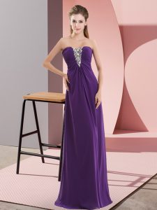 Purple Sweetheart Neckline Beading Homecoming Dress Sleeveless Zipper