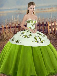 Super Ball Gowns Ball Gown Prom Dress Olive Green Sweetheart Tulle Sleeveless Floor Length Lace Up