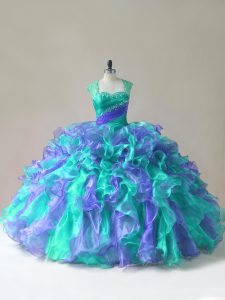 Chic Floor Length Multi-color Sweet 16 Dress Straps Sleeveless Zipper