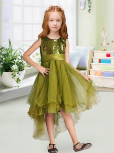 Sleeveless Sequins and Bowknot Zipper Toddler Flower Girl Dress