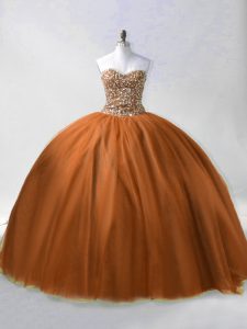 Latest Sleeveless Lace Up Floor Length Beading Quinceanera Gown