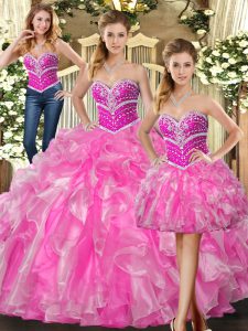 Dazzling Sleeveless Beading and Ruffles Lace Up Sweet 16 Quinceanera Dress
