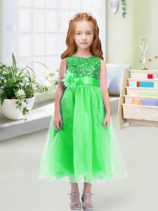 Green Sleeveless Organza Zipper Flower Girl Dresses for Wedding Party
