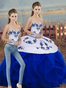 Fantastic Sleeveless Embroidery and Ruffles and Bowknot Lace Up 15 Quinceanera Dress