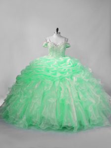 Charming Organza Sleeveless 15th Birthday Dress and Beading and Pick Ups
