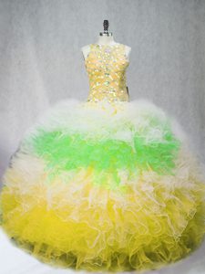 Unique Floor Length Ball Gowns Sleeveless Multi-color Sweet 16 Dress Zipper