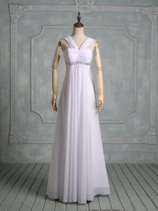 Artistic Chiffon Straps Sleeveless Zipper Beading Wedding Dress in White