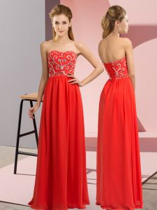 Floor Length Red Formal Dresses Sweetheart Sleeveless Lace Up