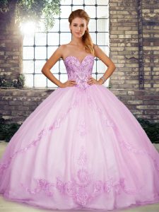 Low Price Lilac Sweet 16 Dresses Military Ball and Sweet 16 and Quinceanera with Beading and Embroidery Sweetheart Sleeveless Lace Up