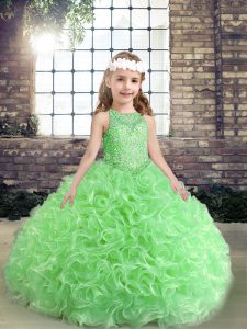 Kids Formal Wear Party and Wedding Party with Beading Scoop Sleeveless Lace Up