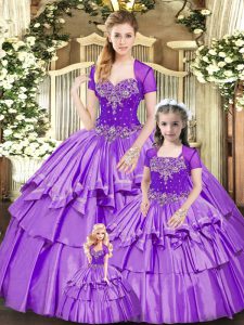 Romantic Floor Length Ball Gowns Sleeveless Lavender Ball Gown Prom Dress Lace Up