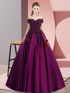 Sleeveless Floor Length Lace Zipper Vestidos de Quinceanera with Purple