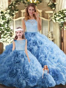 Smart Baby Blue 15th Birthday Dress Military Ball and Sweet 16 and Quinceanera with Lace Scoop Sleeveless Zipper