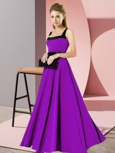 Purple Square Zipper Belt Court Dresses for Sweet 16 Sleeveless