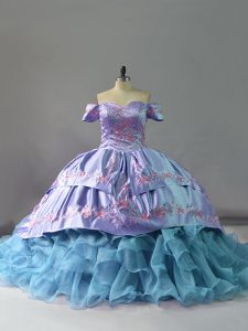 Custom Fit Sleeveless Chapel Train Lace Up Ruffles 15th Birthday Dress
