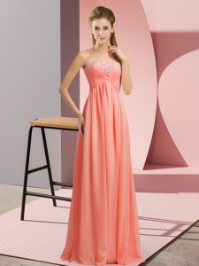 Dazzling Halter Top Sleeveless Chiffon Dress for Prom Beading Lace Up
