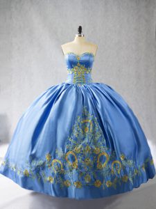 Enchanting Blue Sweet 16 Dresses Sweet 16 and Quinceanera with Embroidery Sweetheart Sleeveless Side Zipper