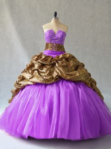 New Style Floor Length Ball Gowns Sleeveless Lavender Quinceanera Gowns Lace Up