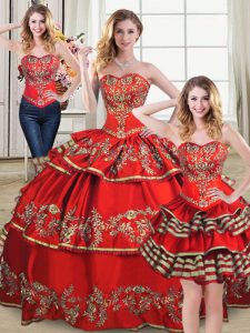 Elegant Floor Length Ball Gowns Sleeveless Red 15 Quinceanera Dress Lace Up