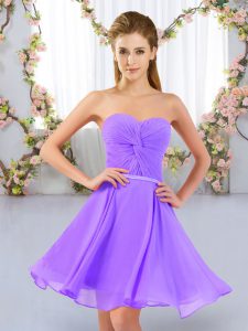 Lavender Sweetheart Lace Up Ruching Dama Dress Sleeveless