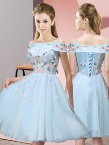 Cheap Off The Shoulder Short Sleeves Tulle Court Dresses for Sweet 16 Appliques Lace Up