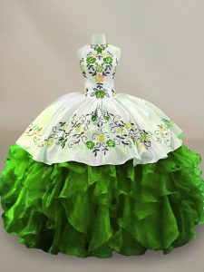Graceful Green Sleeveless Embroidery Floor Length Sweet 16 Dress