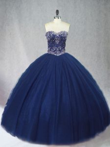 Superior Tulle Sleeveless Floor Length 15th Birthday Dress and Beading