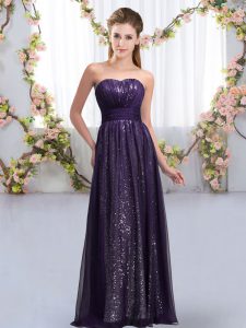 Sleeveless Lace Up Floor Length Sequins Court Dresses for Sweet 16