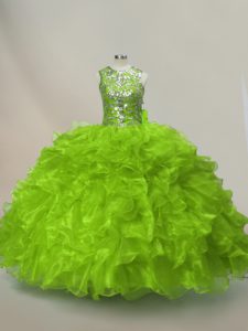 Exceptional Green Sleeveless Organza Lace Up Sweet 16 Quinceanera Dress for Sweet 16 and Quinceanera