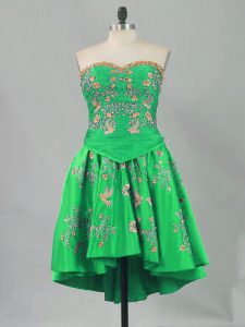 Mini Length Green Prom Party Dress Sleeveless Embroidery